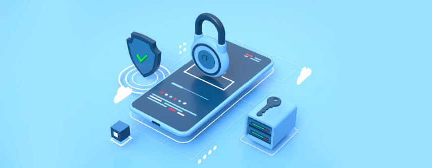 Ensuring Data Security and Privacy in Remote Software Testing 1 Mobile showing data security and privacy with lock and key in remote testing