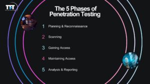 What Is Penetration Testing in Software Testing? Types, Process & Examples 2 Infographic describing types of penetration testing by knowledge level comparing black box no system knowledge mimicking external attacker grey box partial knowledge balanced and white box full knowledge deep analysis