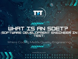 Cover graphic explaining what an SDET is, with a futuristic circuit board background and the headline “What is an SDET? Software Development Engineer in Test,” highlighting where coding meets quality engineering.