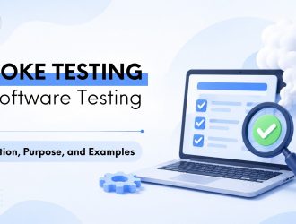 Illustration explaining smoke testing in software testing, highlighting quick build verification, core functionality checks, and early detection of critical failures before detailed testing begins.