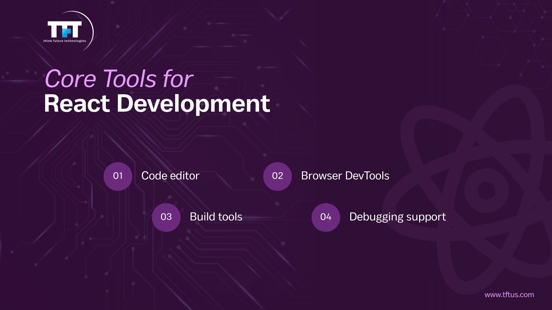 Choosing the Right ReactJS Tools: A Complete Guide for Modern Developers 2 “Core tools for React development including code editor, browser DevTools, build tools, and debugging support.”