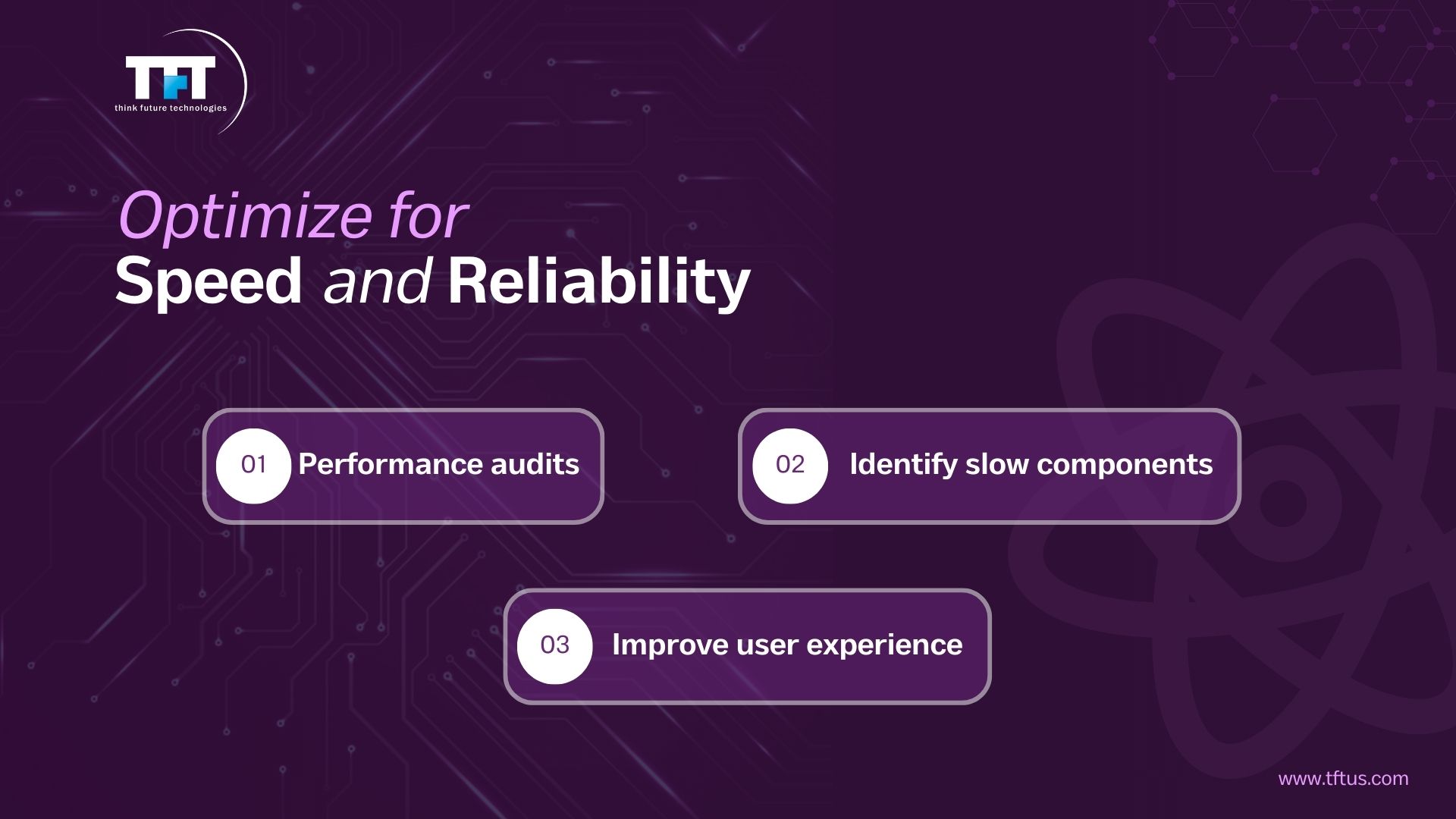 Choosing the Right ReactJS Tools: A Complete Guide for Modern Developers 6 “Optimize for speed and reliability through performance audits, identifying slow components, and improving user experience.”