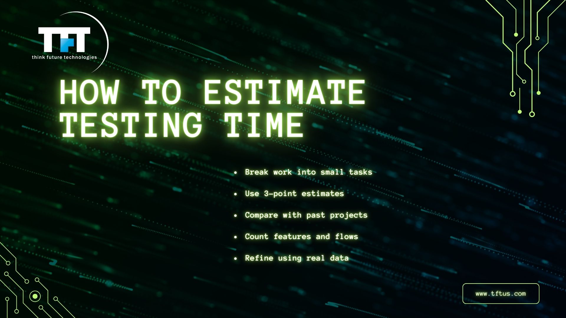 How Long Does Software Testing Take? Factors, Stages & Time Estimates 5 How to estimate software testing time using task breakdown, three-point estimation, past data, and feature-based analysis