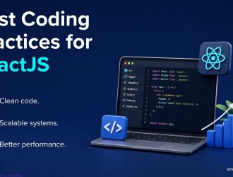 Best coding practices for ReactJS - clean code, scalable systems, and better performance with React logo and code editor