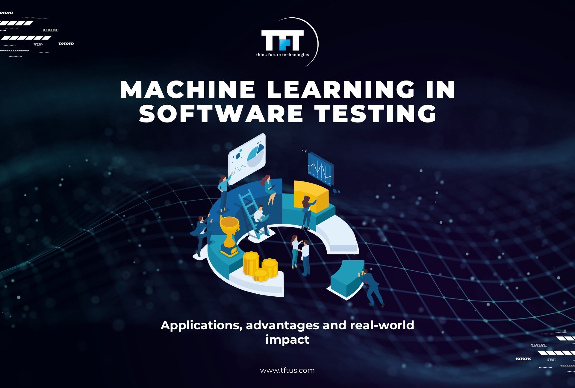 How Machine Learning Can Be Used in Software Testing: Benefits & Use Cases 1 Machine learning in software testing with data visualization, automation, and analytics showing applications and real-world impact