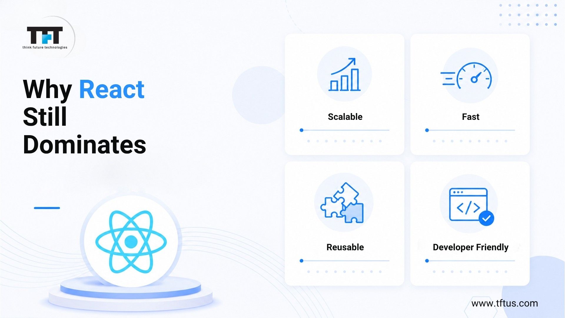 Best ReactJS Development Companies | Top ReactJS Developers 2026 3 Visual explaining why ReactJS remains one of the most popular frontend technologies.