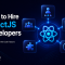 "Featured image illustrating the cost of hiring ReactJS developers. A central React logo is connected to key cost-influencing factors represented through icons for experience, team structure, technical skills, project complexity, and development timelines. The design uses a clean enterprise technology style with a dark blue background and modern visual hierarchy."