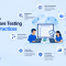 "Featured image illustrating offshore software testing best practices. A centralized quality assurance workflow connects global QA teams with key practices such as clear communication, test automation, process standardization, data security, continuous monitoring, and skilled testing expertise. The design uses a clean light blue enterprise technology theme with TFT US branding."