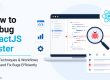 A guide infographic illustrating essential ReactJS debugging tools, techniques, performance profiling, and workflows to identify and fix bugs faster.