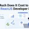 Illustration for a ReactJS developer hiring cost guide showing pricing factors based on experience level, region, and hiring model in 2026