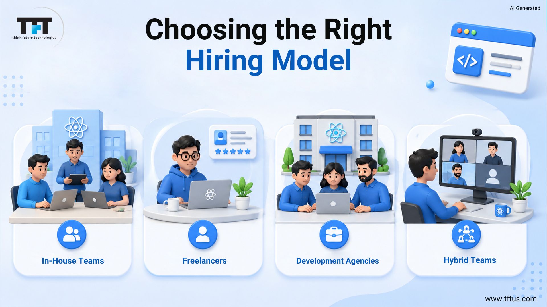 ReactJS development cost factors highlighting project scope, developer experience, hiring model, location, timeline, and feature complexity that influence project pricing