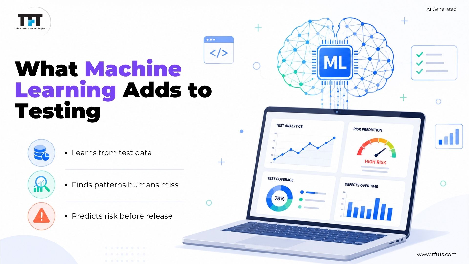 How Machine Learning Can Be Used in Software Testing: Benefits & Use Cases 2 Infographic explaining what security testing covers, including authentication and authorization, input validation against SQL injection and XSS, sensitive data protection, encryption, and network security.