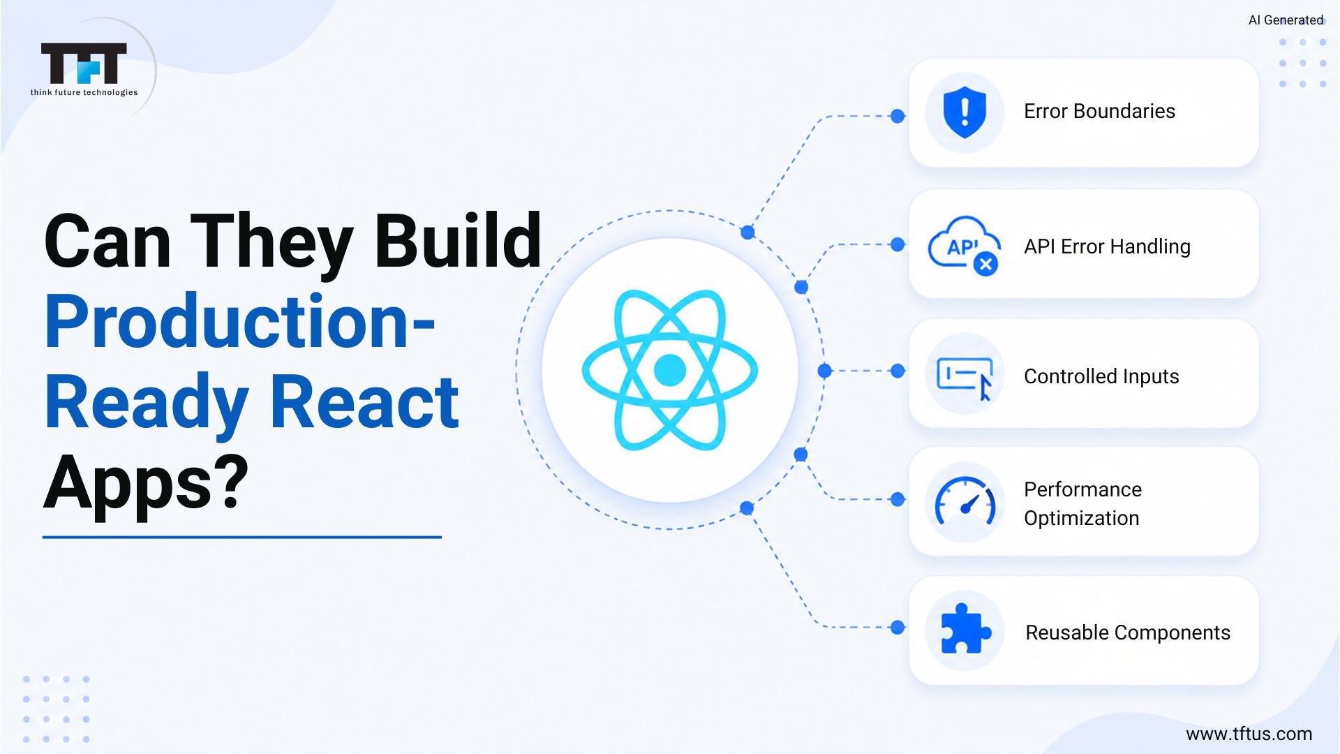 Production-ready React application skills including error boundaries, API error handling, controlled components, performance optimization, and reusable component architecture