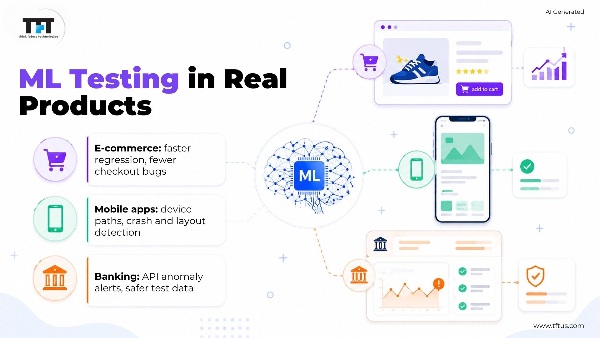 How Machine Learning Can Be Used in Software Testing: Benefits & Use Cases 6 Illustration outlining the security testing lifecycle, from threat modeling and test planning through execution, vulnerability analysis, remediation, retesting, reporting, and continuous security monitoring.