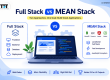 Full Stack vs MEAN Stack comparison showing frontend, backend, database, and deployment in Full Stack alongside MongoDB, Express.js, Angular, and Node.js in MEAN Stack, with TFT US branding